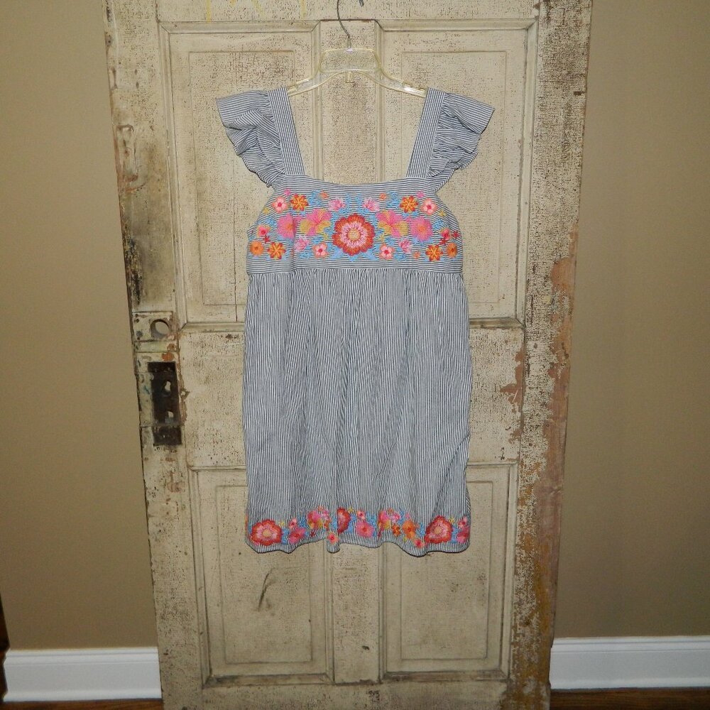 Savanna Jane Ruffle Sleeves Embroidered Dress Size L (R-40)